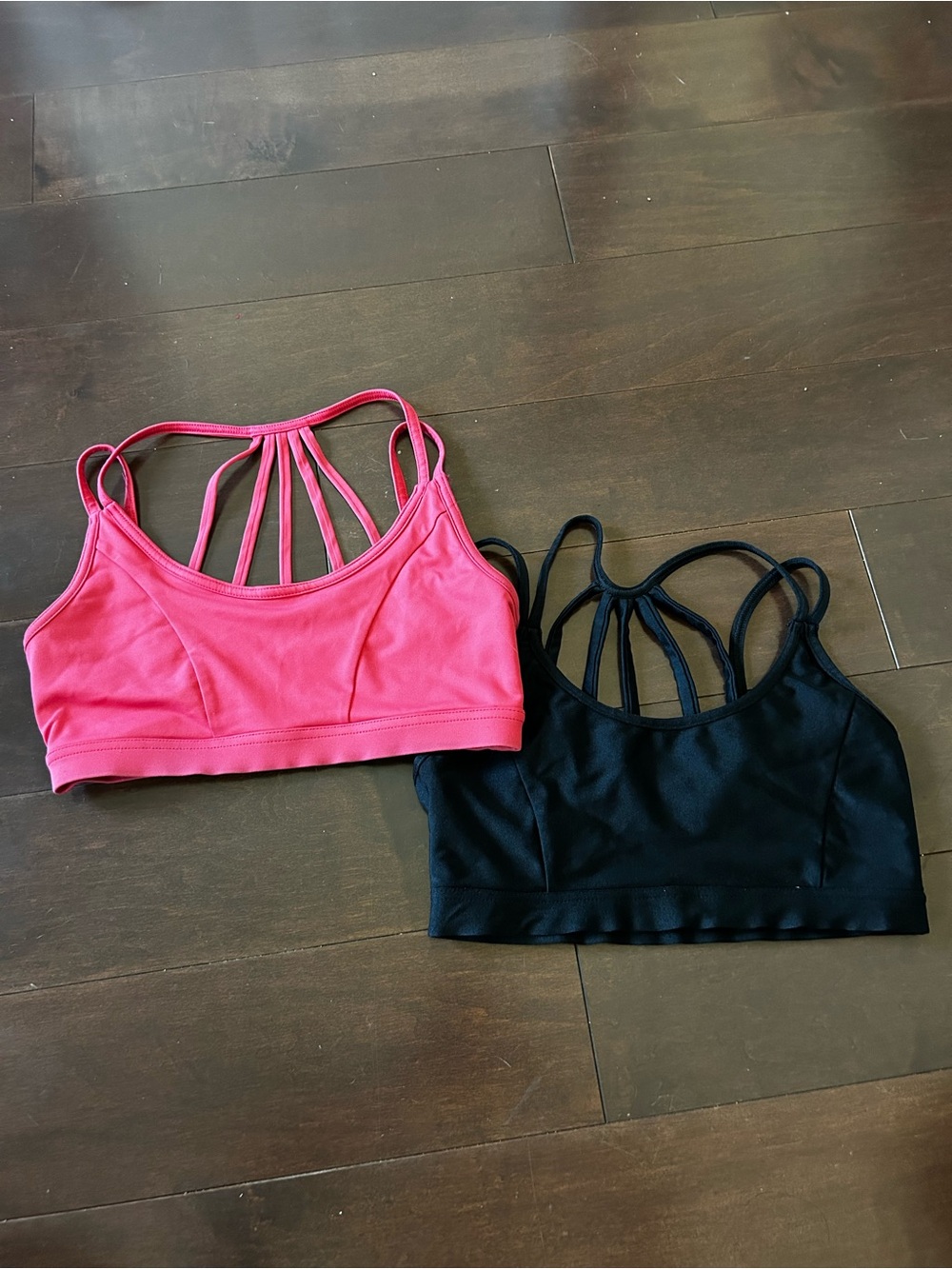 Strappy Back Sports Bras - Pink and Black (Pair)